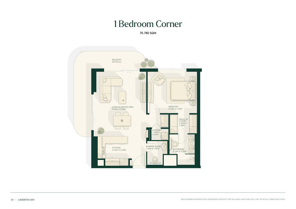 Gardenia Floor Plans-images- 1 bed corner