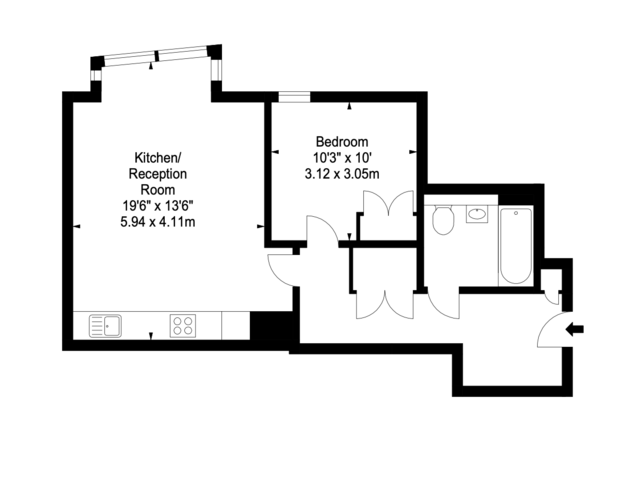 Floor Plan 1 Bed Merchant Square